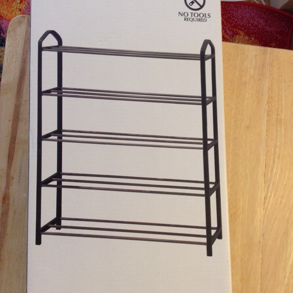 Black Farberware 5 Tier Shoe Rack  Up To 15 Pairs of Shoes Handbags Bins Clothes - Picture 2 of 5